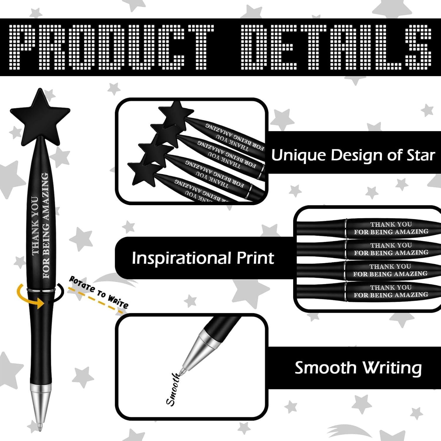 Yeaqee 34 Pcs Vet Tech Appreciation Gifts Bulk Thank You Ballpoint Pens Employee Medical Assistant Appreciation Pens Thank You Gifts for Women Men Custodian Staff Christmas Team(Black)